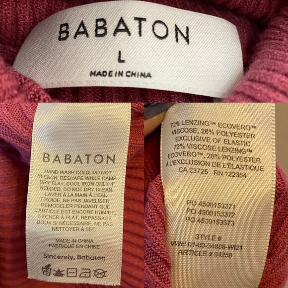 Aritzia Babaton Compel Turtleneck Mauve Rib Knit, size Large - Picture 4 of 4